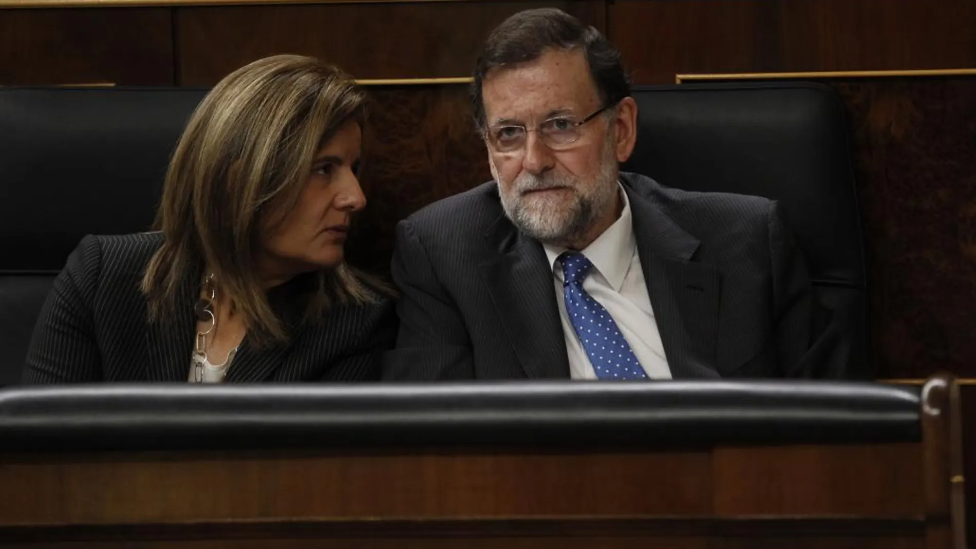 Rajoy con Fátima Báñez, hoy en el Congreso de los Diputados