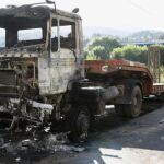 Uno de los camiones quemados en la localidad de Andoain el pasado lunes
