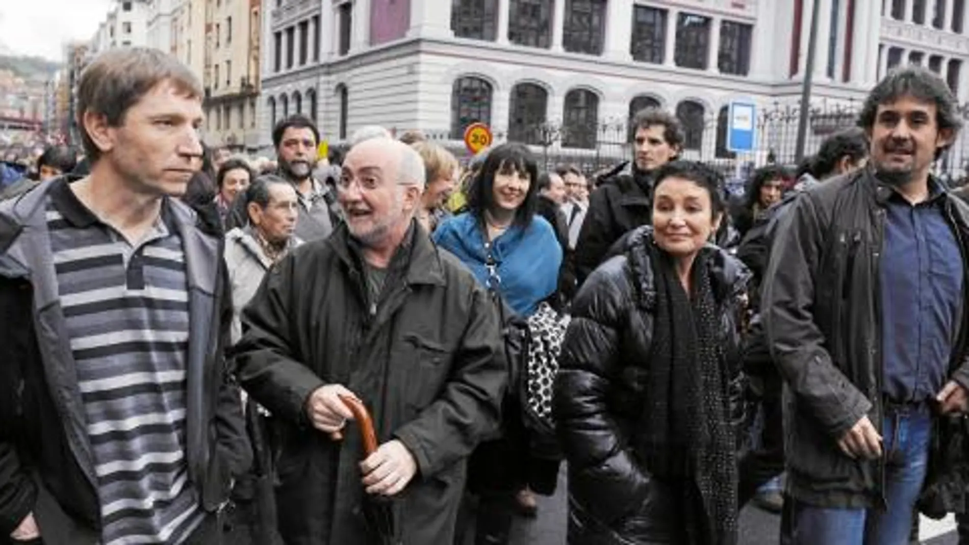 Varios dirigentes abertzales durante la marcha en Bilbao a favor de Sortu