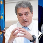 Los candidatos del PPCV a presidir las Diputaciones, Moliner (Castellón), Rus (Valencia) y Pastor (Alicante)