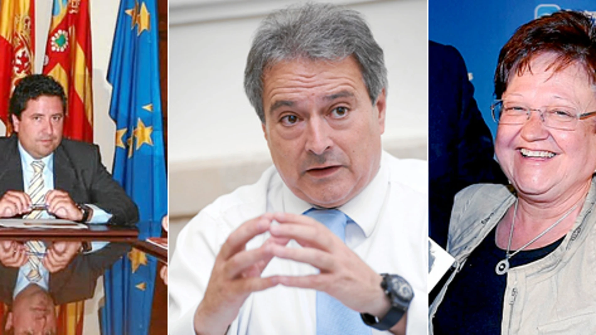 Los candidatos del PPCV a presidir las Diputaciones, Moliner (Castellón), Rus (Valencia) y Pastor (Alicante)