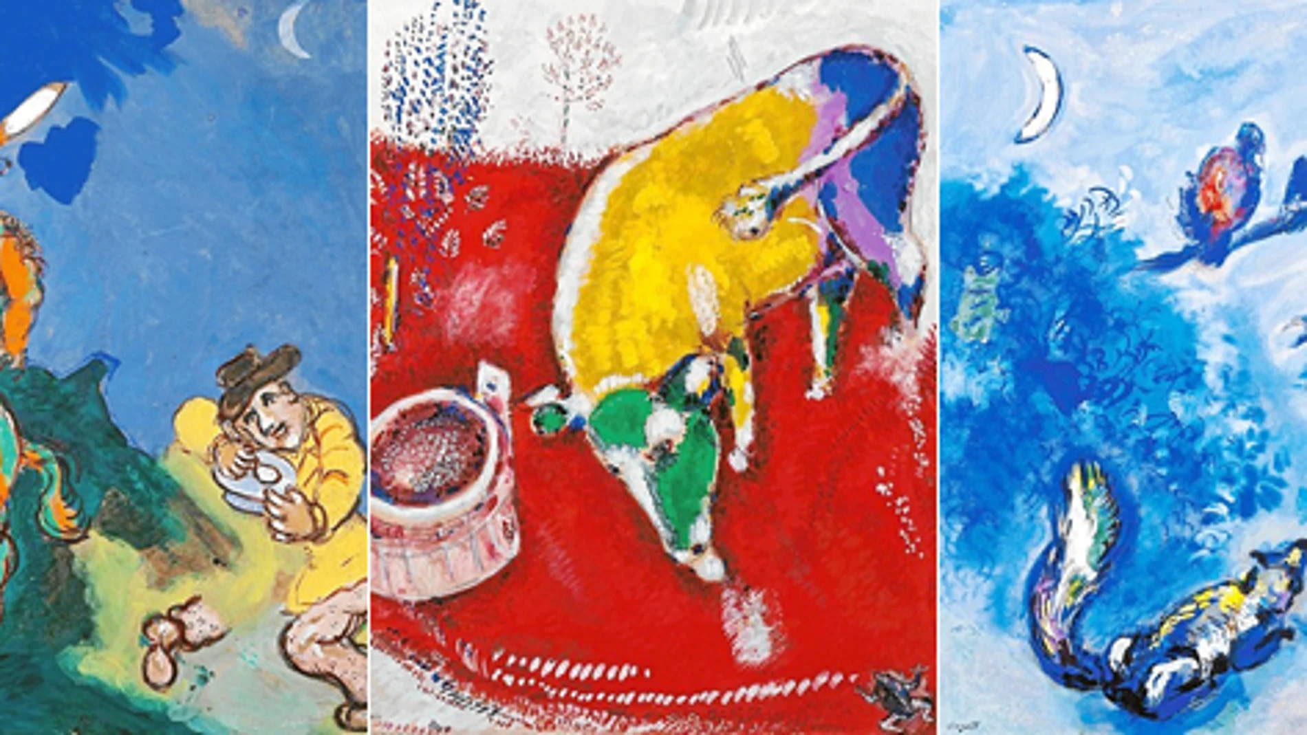 Chagall ilustró algunas populares fábulas de La Fontaine con sus «gouaches» llenos de un fuerte colorido