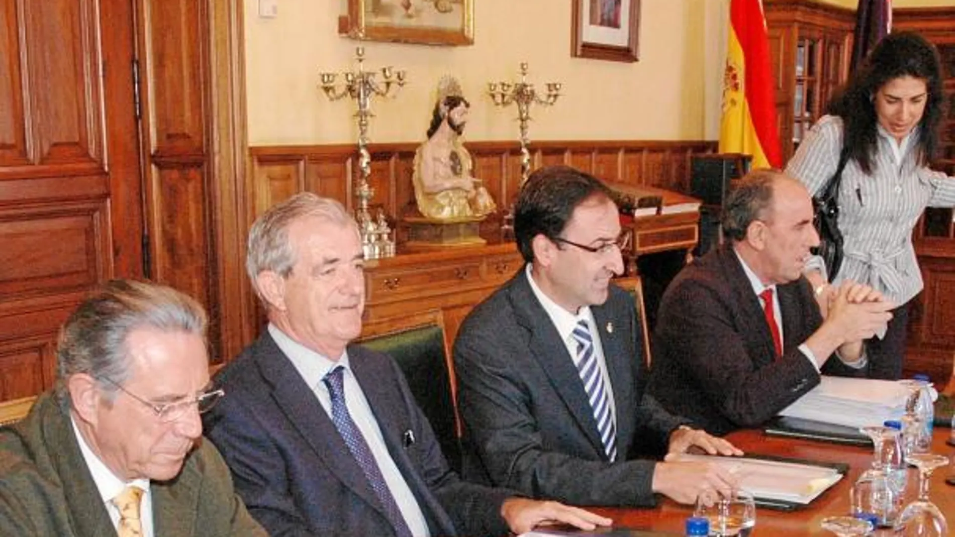 Fontsaré, Guisasola, Polanco y Hernández durante la reunión en Palencia