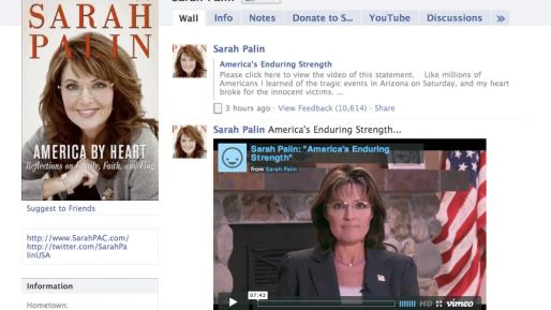 Palin rechaza ser responsable de la matanza de Tucson