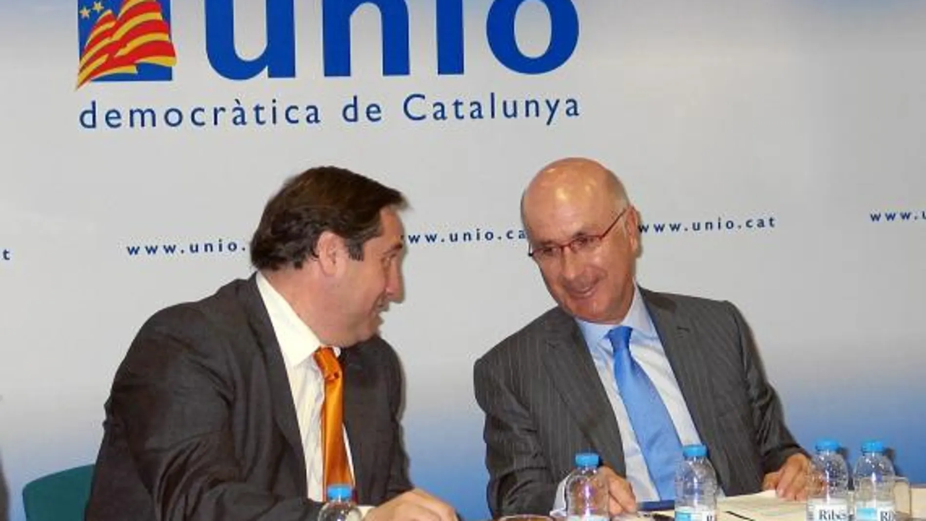 Duran Lleida y Pelegrí, ayer, durante la reunión del comité de gobierno de Unió Democrática