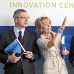 Gallardón y Aguirre acudieron ayer a la inauguración del nuevo centro de innovación del BBVA en el centro de Madrid