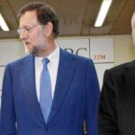 La presidenta de la Comunidad de Madrid, Esperanza Aguirre; el presidente nacional del PP, Mariano Rajoy y el presidente de la Comunidad de la Región de Murcia, Ramón Luis Valcárcel
