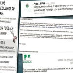 A través de Twitter, de las webs institucionales o desde correos municipales se ha animado en los últimos días a los vecinos de Rivas, San Fernando y Parla a seguir la huelga por diferentes motivos