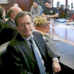 Juan Ignacio Lema, presidente de AENA, momentos antes de iniciar la reunión con los representantes sindicales