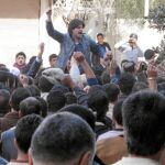 La manifestación de ayer en Mouadamieh, cerca de Damasco, donde se gritaron consignas en favor de los manifestantes de la ciudad de Deraa