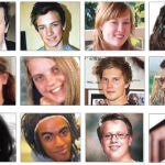 Imágenes de algunos de los 76 fallecidos a manos de Breivik. La Policía empezó a facilitar ayer las identidades de las víctimas.