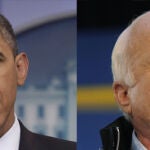 En la imagen, Barack Obama, actual presidente de los Estados Unidos, y el que fuera su contrincante en las elecciones, John McCain