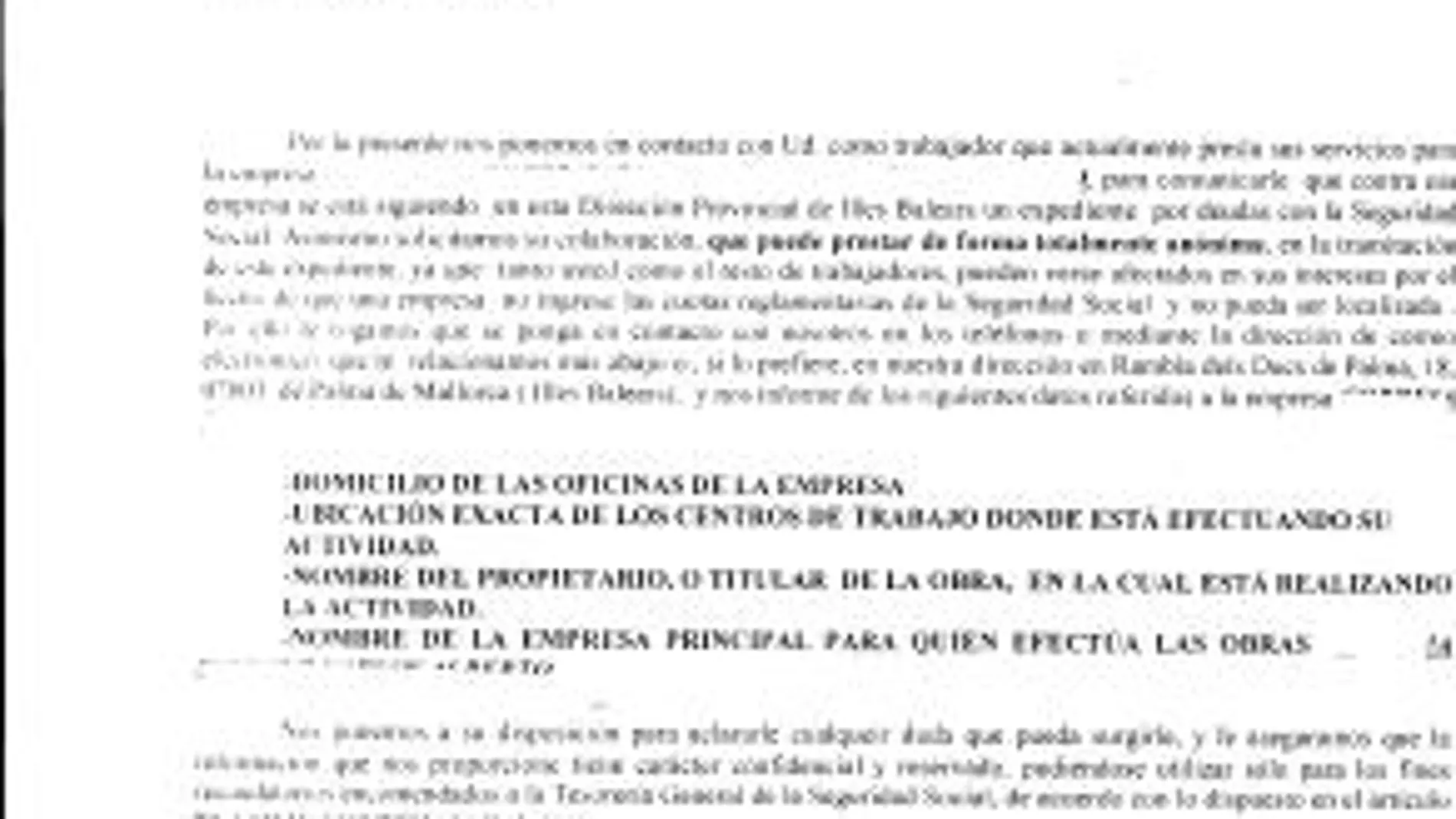 Trabajo confirma las cartas de delación en Baleares y abre una investigación