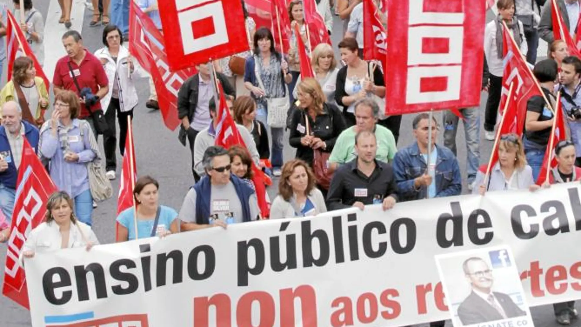 La manifestación de profesores en Santiago de Compostela, ayer