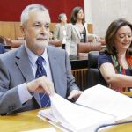 El presidente de la Junta de Andalucía, José Antonio Griñán, en un reciente Pleno del Parlamento