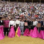 Los toreros junto al alcalde de Lorca, al comienzo del festival