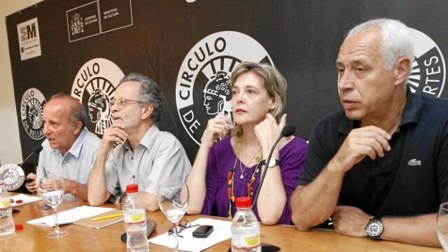 Cabal, Pedrero, Colomo y Del Real, ayer durante la asamblea