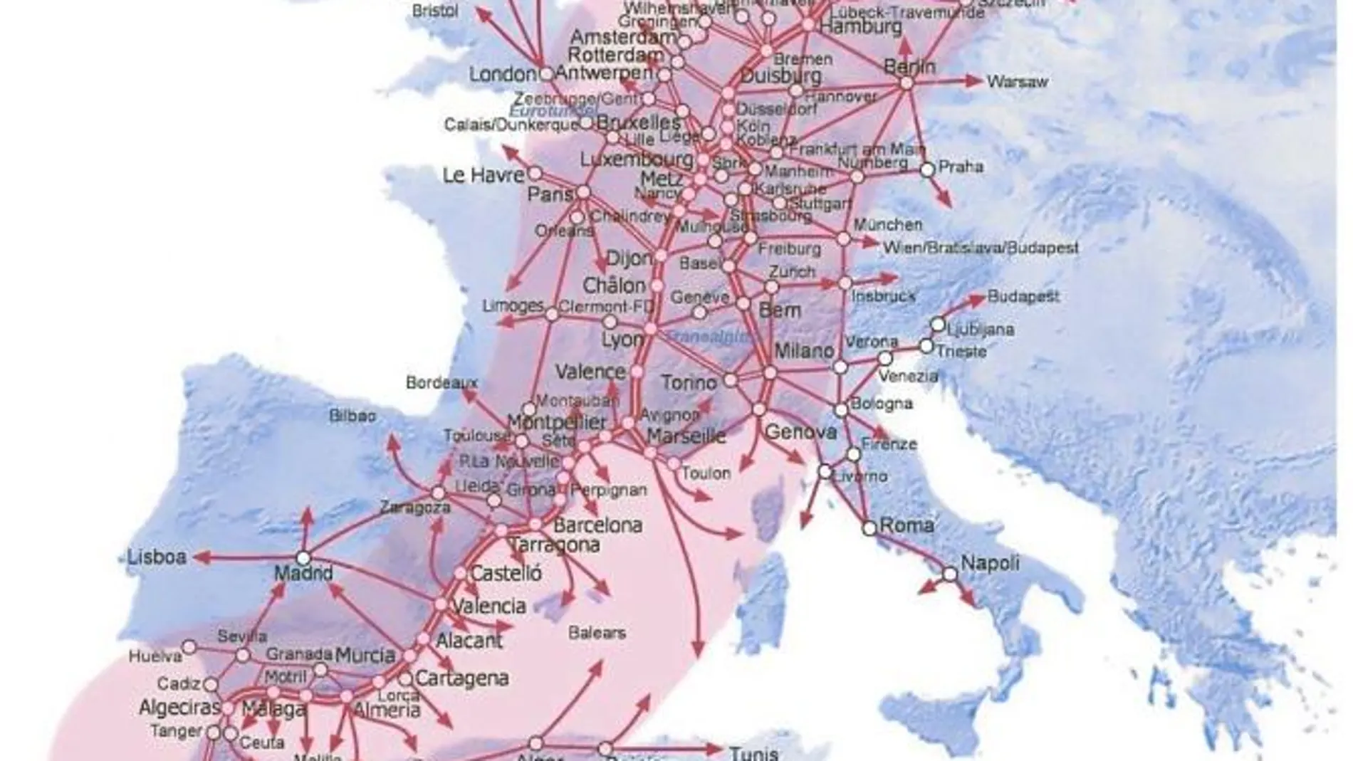 El eje ferroviario por el Mediterráneo facilitaría el transporte de mercancías entre Europa y África