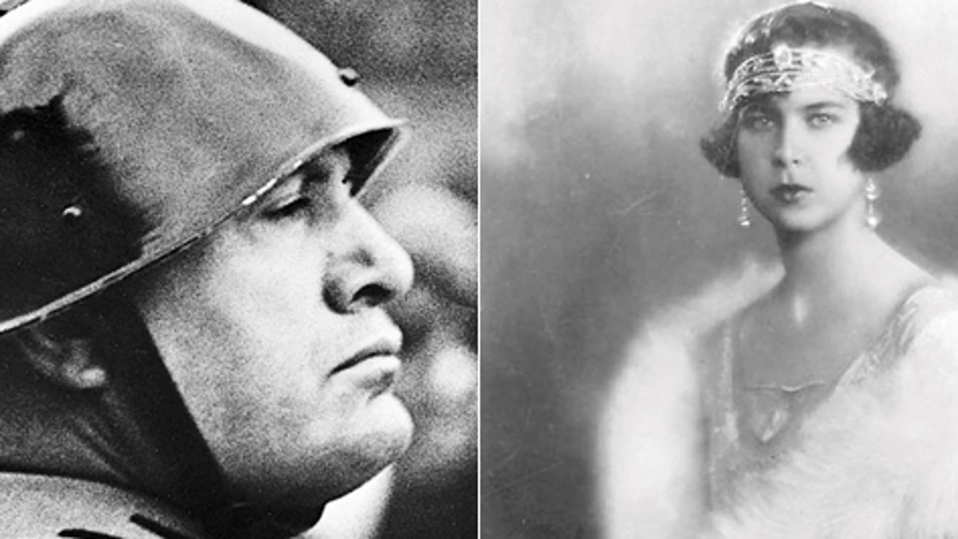 María José de Bélgica se casó en 1930 con Humberto, príncipe heredero del trono italiano. Izquierda, Benito Mussolini