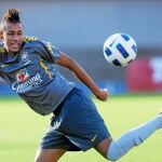 Neymar, en un entrenamiento conla selección de Brasil
