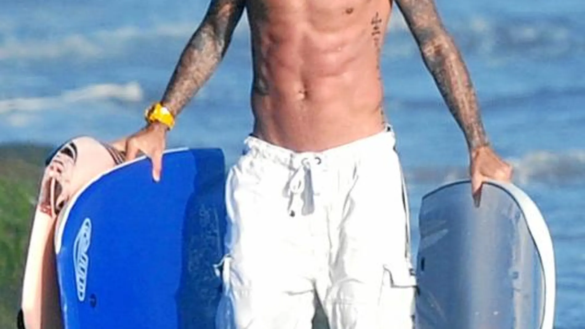 Beckham disfrutó ayer de un día de playa con sus hijos en Los Ángeles