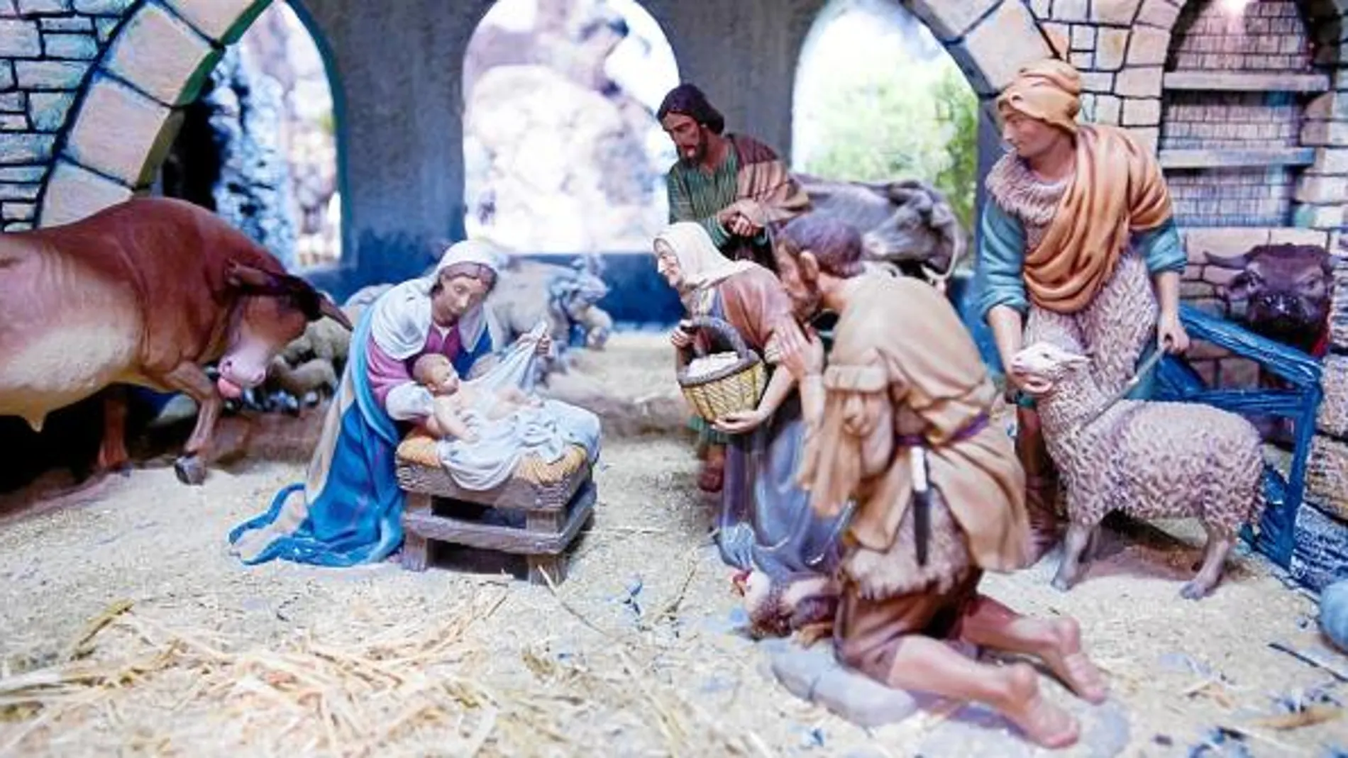 Algunas de las figuras del belén monumental de la Catedral de Valencia