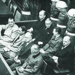 Göring, Hess, Ribbentrop y Keitel (en la primera fila) en una sesión del proceso de Nuremberg