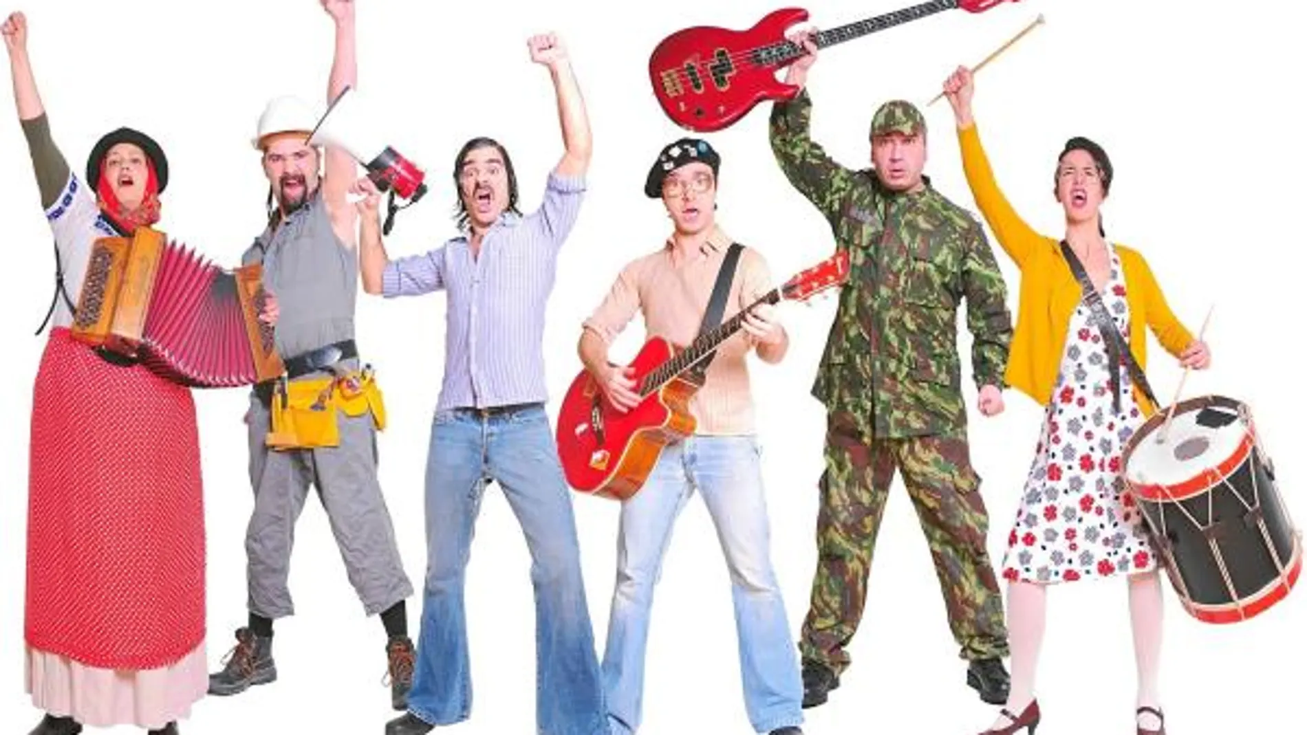 Los vocalistas de Homens da luta representan con su «look» a distintos sectores portugueses