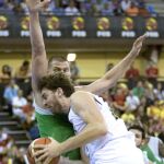 El pivot de la selección española, Pau Gasol, durante el partido amistoso contra Bulgaria, el pasado lunes