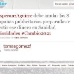 El twitter sólo estuvo unos minutos «colgado» antes de ser eliminado, pero los suficientes para que se quedara registrado en la red
