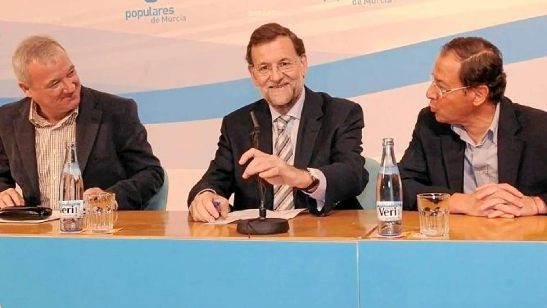 Valcárcel, Rajoy y Cámara, durante un acto del Partido Popular celebrado en Murcia