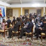 Periodistas en una rueda de prensa del presidente del Gobierno