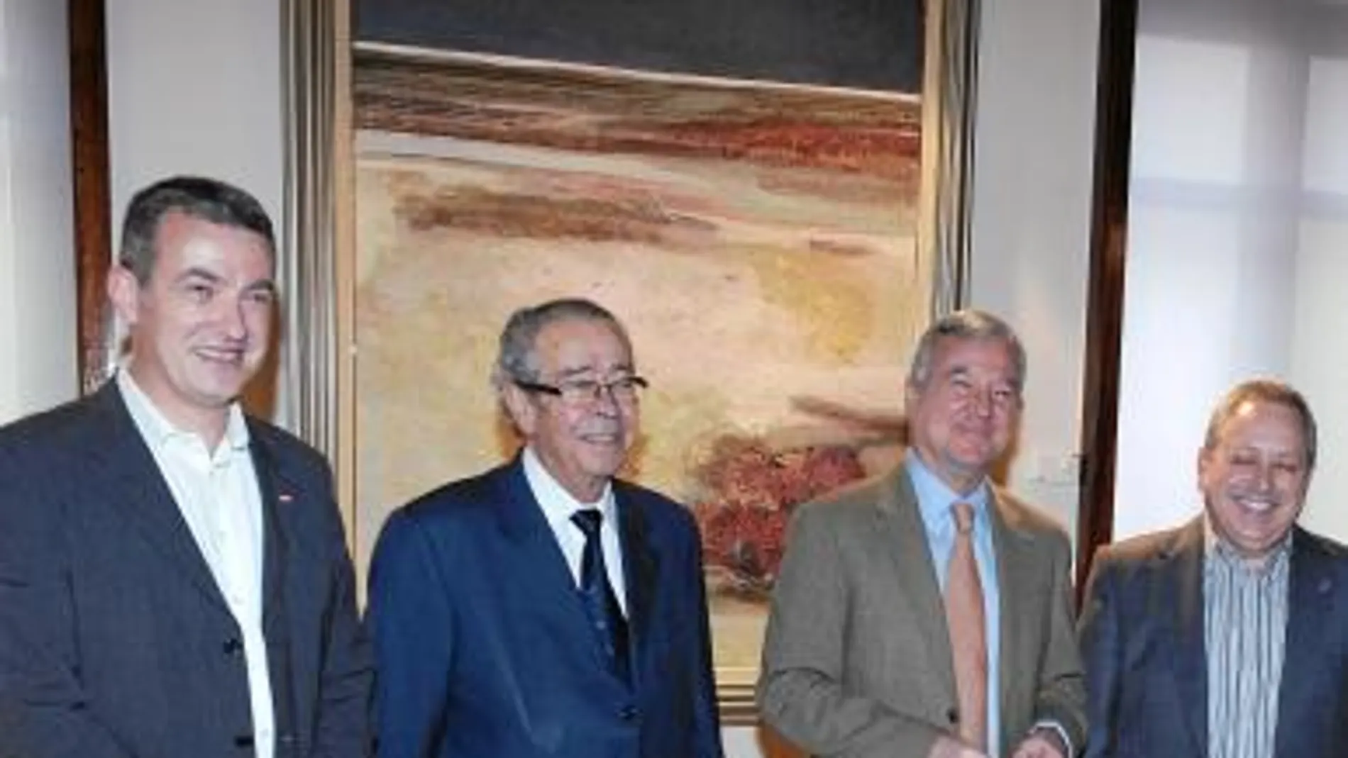 Valcárcel y los representantes sindicales en uno de sus últimos encuentros
