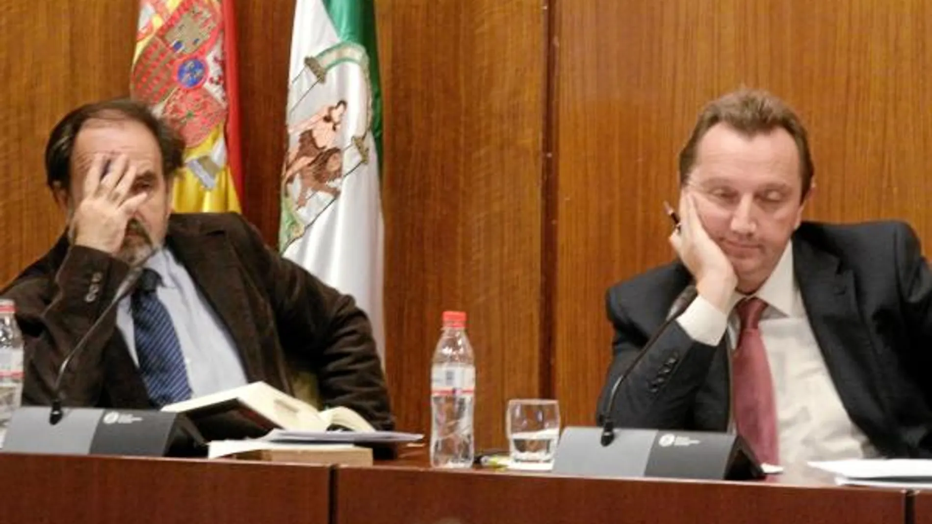 El consejero de Empleo, Manuel Recio, (derecha), ayer en la comisión parlamentaria