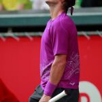 RAFA NADAL se lamenta tras perder un punto en la final de Tokio
