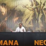 El director de la Semana Negra de Gijón, Paco Ignacio Taibo, durante su intervención hoy en la clausura del festival