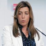 La «número dos» del PSOE andaluz, Susana Díaz, en una reciente comparecencia ante los medios en la sede regional del partido