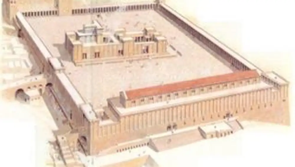 Grabado de cómo se habría visto el Templo de Salomón antes de su destrucción. Cuya ruina definitiva ocurrió durante la vida de Flavio Josefo.