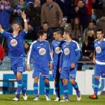 Valera celebra el gol marcado al Barcelona