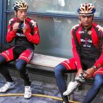 Freire, a la izquierda, y Gárate, antes de salir a entrenar ayer