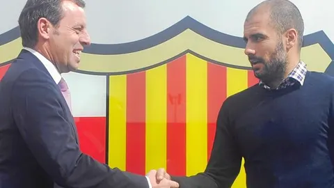 Sandro Rosell y Pep Guardiola