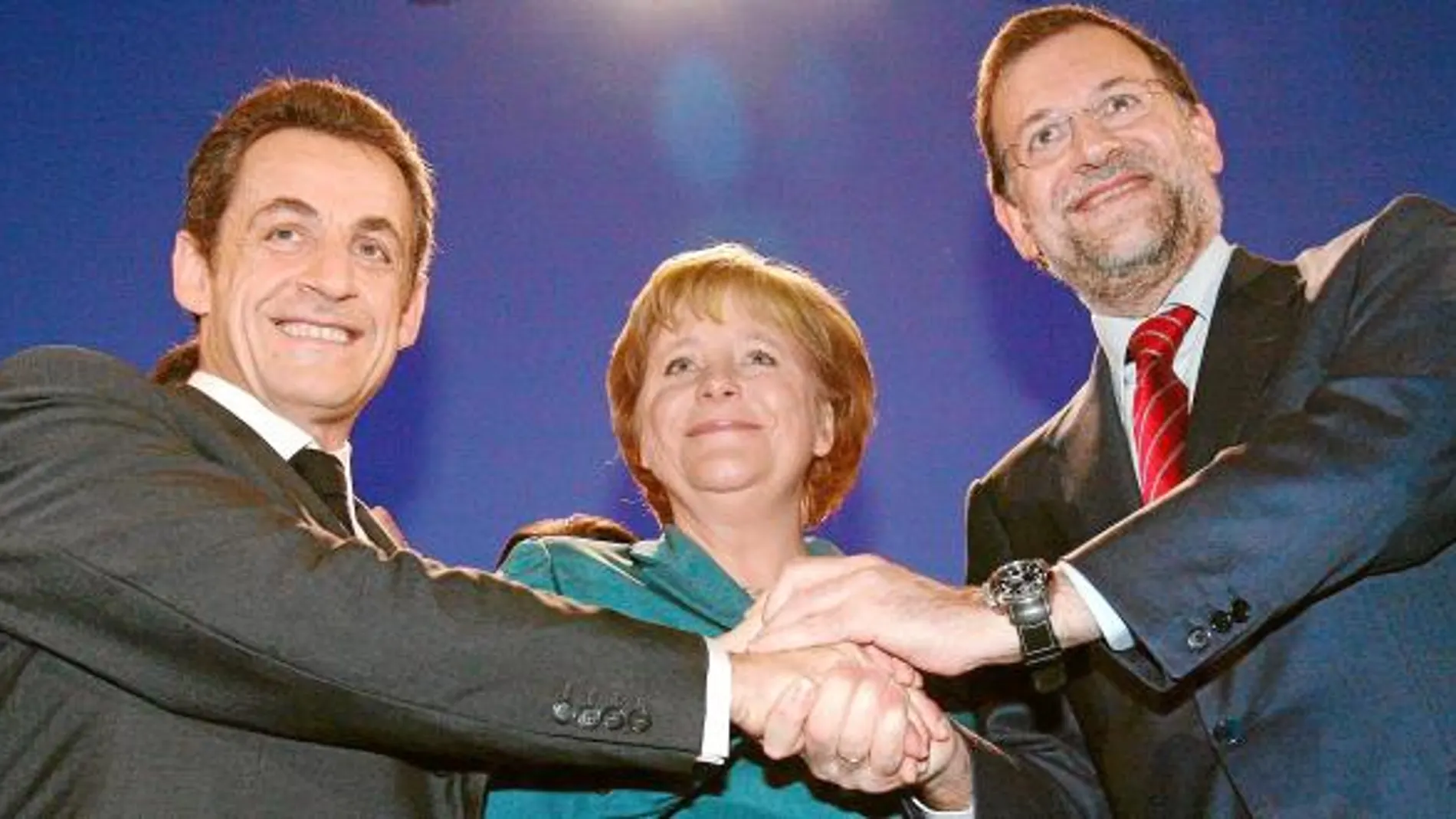 Sarkozy, Merkel y Rajoy en una imagen de archivo