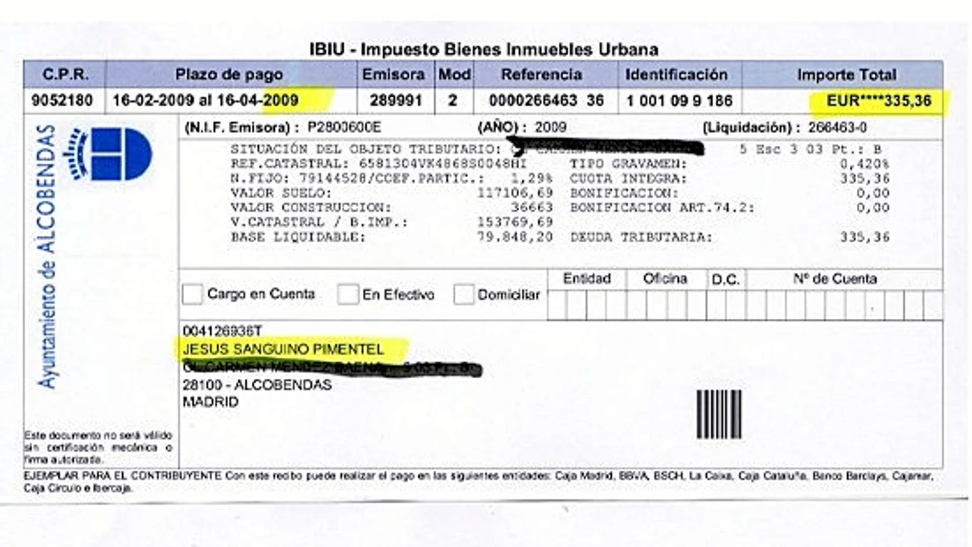 Los ediles de Alcobendas publican lo que pagan de IBI