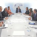 Rajoy, ayer, con el Comité de Dirección del PP