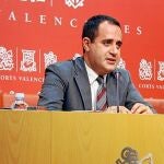 Jorge Alarte, ayer, en la comparecencia ante la prensa, tras reunirse la Junta de Portavoces de Les Corts
