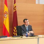 El portavoz regional, José Ballesta, durante la comparecencia de ayer posterior al Consejo de Gobierno