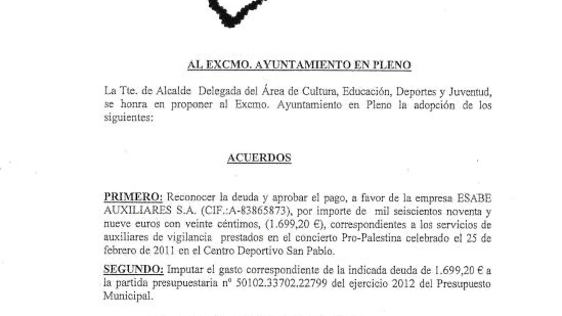 Aparece otra factura de 1700 euros de un concierto de IU pro Palestina
