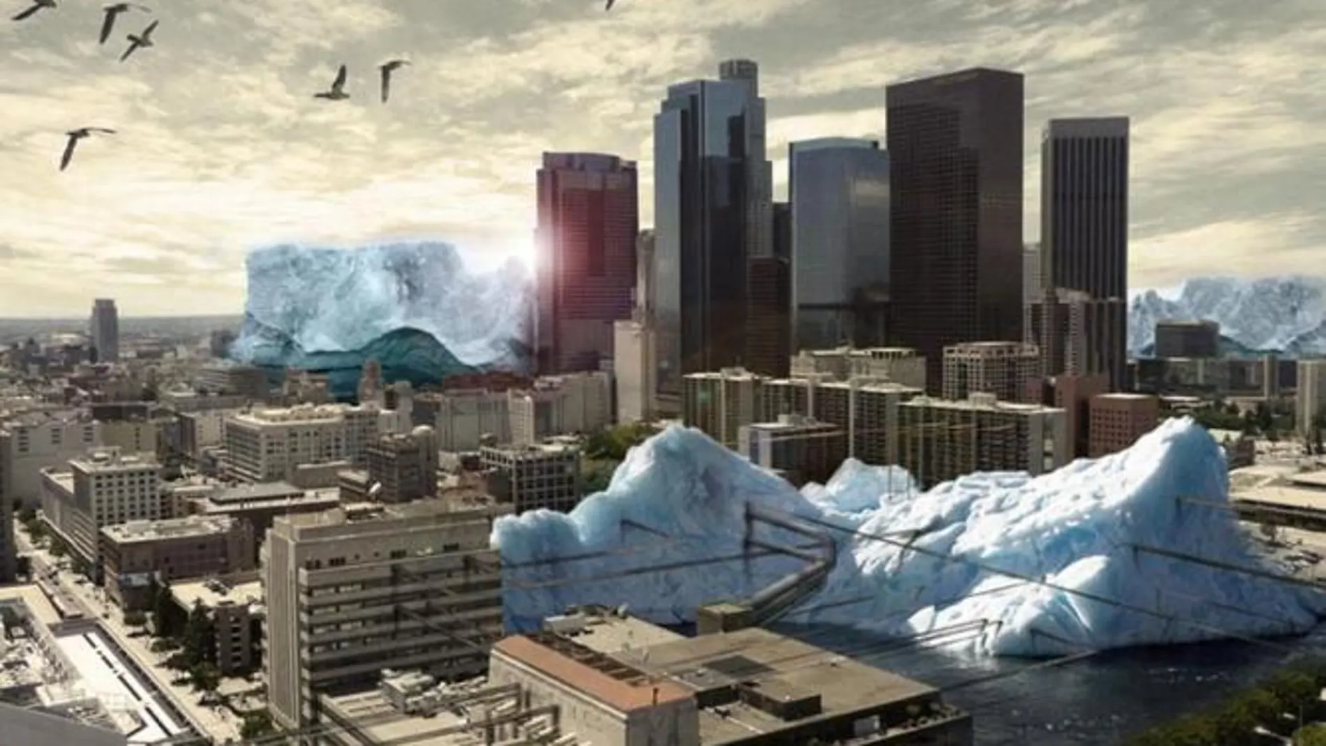 Recreación de Los Ángeles entre icebergs, por Victor Hadjikyriacou.