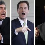 Brown, Cameron y Clegg