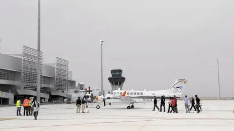 Imagen del Aeropuerto Internacional de la Región de Murcia, el día que se llevaron a cabo los vuelos de calibración de la pista de aterrizaje